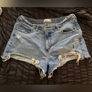 Abercrombie & Fitch Light Blue Distressed Jean Shorts